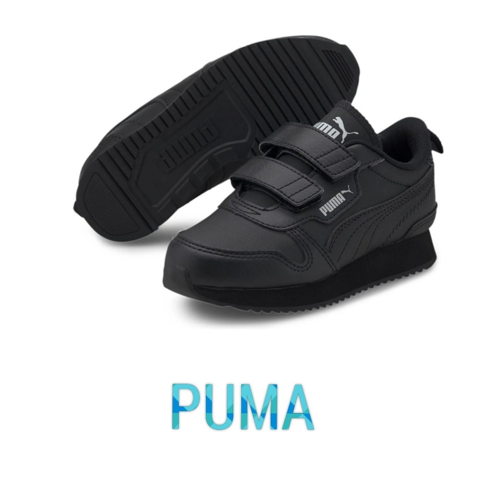 🆕 PUMA R78 Sl V Sneaker Boys or Girls Sz 2 Black with Light Gray Logo NIB